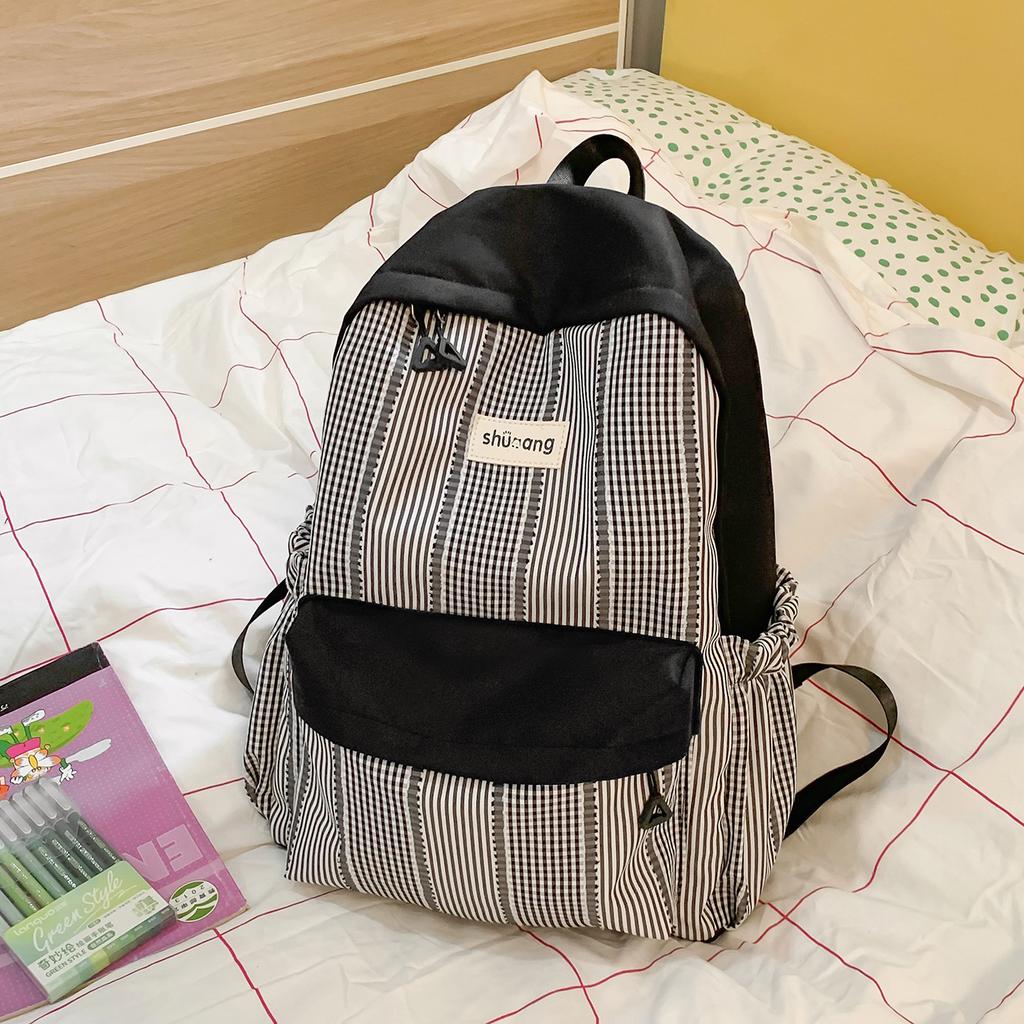 Schoolbag small fresh Korean plaid backpack female high school college student schoolbag high value large capacity girl versatile backpack