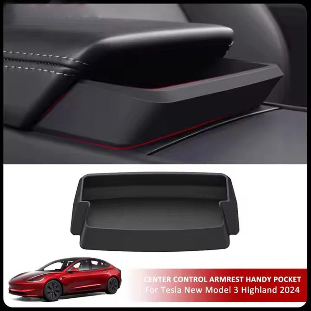 For Tesla Juniper Center Console Armrest Storage Box Auto Highland Holder Armrest Accessories Silicone Eyeglasses Tray L5D1