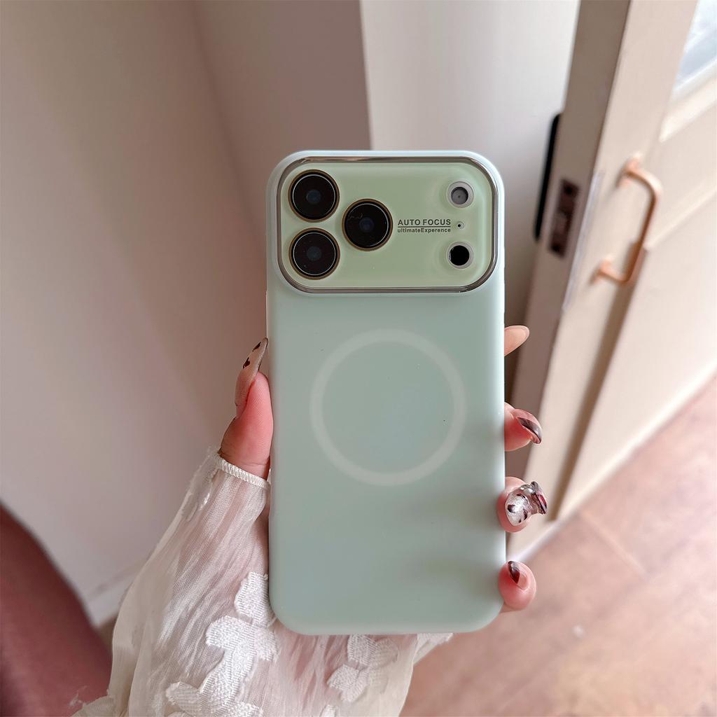 Luxury For Magsafe Jelly Large Window Silicone Case for iPhone 17 16 15 14 Pro Max Magnetic Wireless Charging Shock Matte Cover