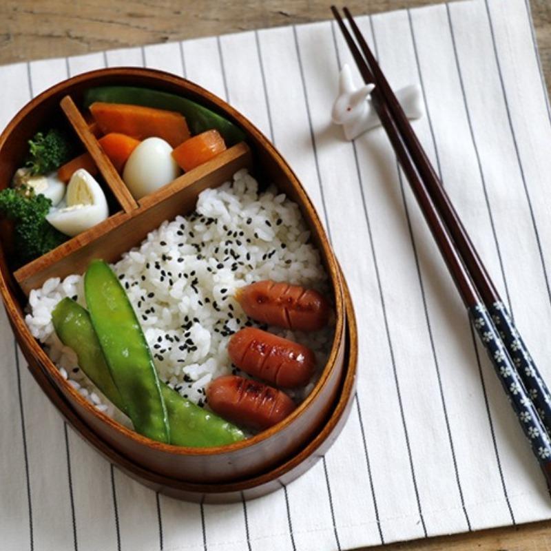 Scatola Bento Ovale in Legno Stile Giapponese - Contenitore Marrone per Pranzo Sushi per Adulti, Stoviglie in Legno Semplici e Creative, Ecologico