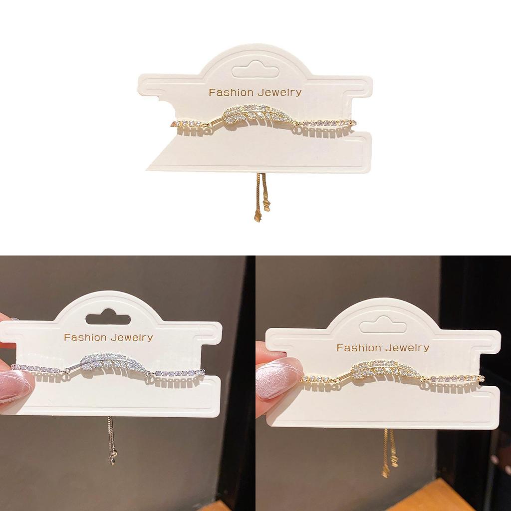 Zircon Feather Charm Hand Chain With Adjustable Fit For Casual Office Wear