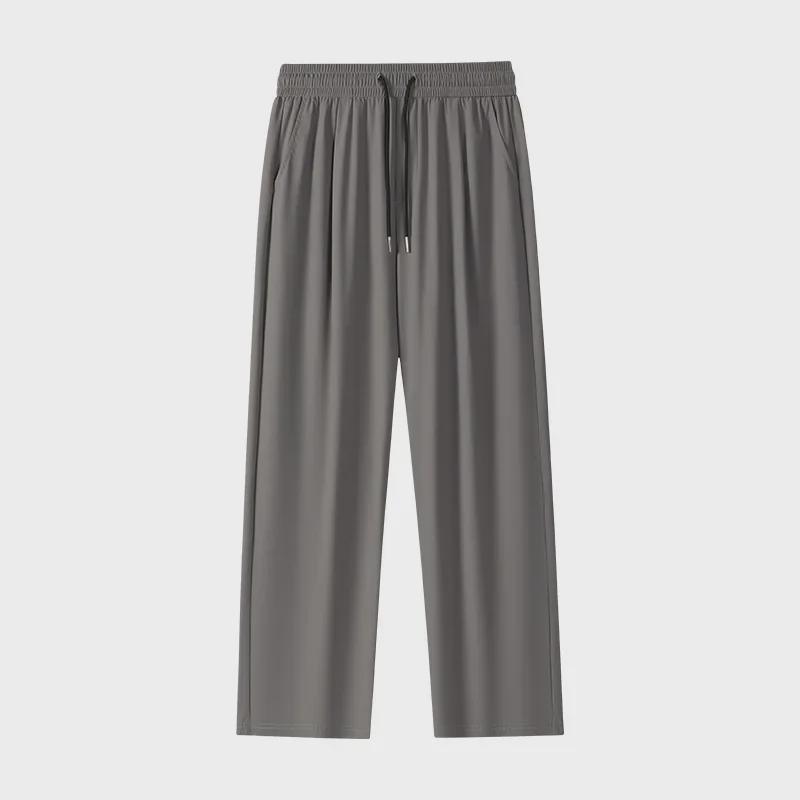 Men's Summer Trend Wide-Leg Ice Silk Casual Trousers - Loose Straight Sports Pants