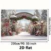 The winter wonderland of the Arctic Christmas backdrop, snow-covered trees, Santa Claus and sleigh - Christmas