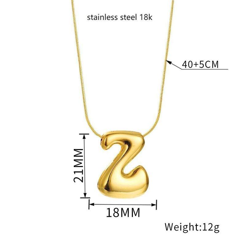 

[Titanium Steel] European and American Cross-Border Women 26 English Letter Necklace Balloon Bubble Chubby Pendant Choker Z [Send the Same Chain 45cm or so]