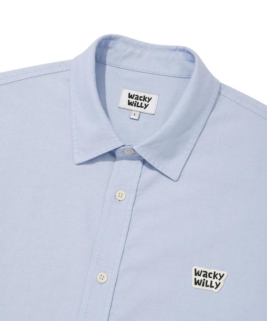 WACKY WILLY Wappen Oxford Short Sleeve Shirt Blue