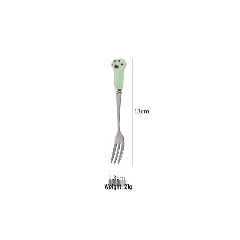 Cartoon Children's Stainless Steel Long Handle Spoon & Fork Set