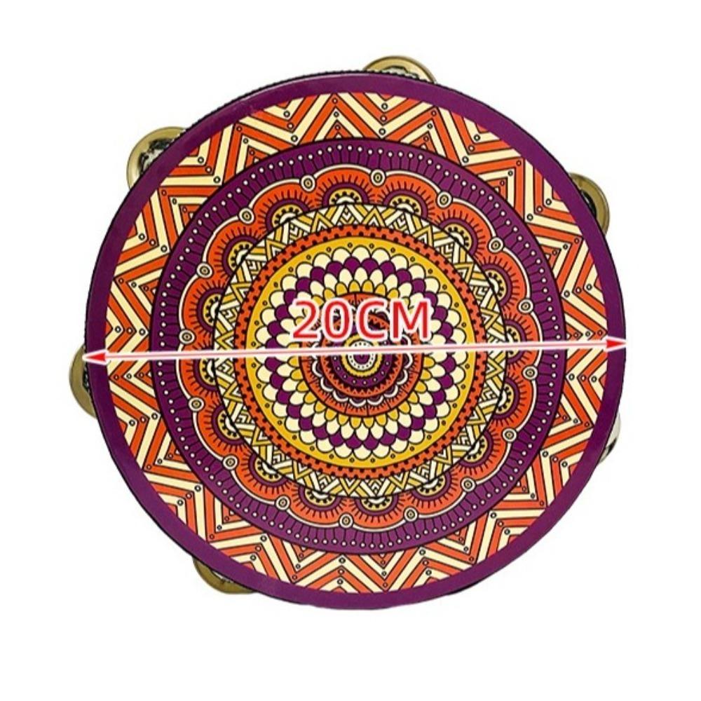 Chinese Style Tambourine Handbell 8 Inch Music Percussion Instrument Ethnic Floret Hand Drum  Kids