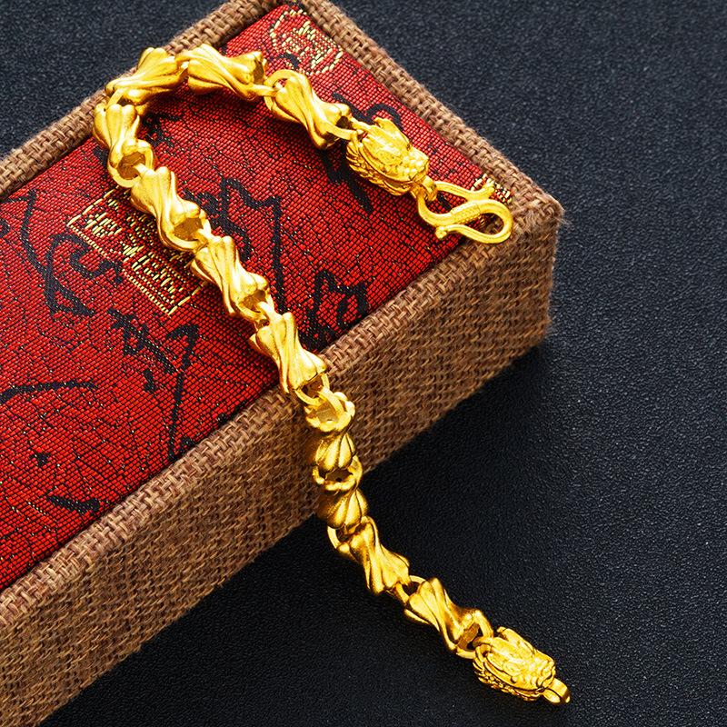 Sand Gold Dragon Head Bracelet Solid Model Vietnamese Sand Gold Men's and Women's Bracelet Jewelry Accessories Female