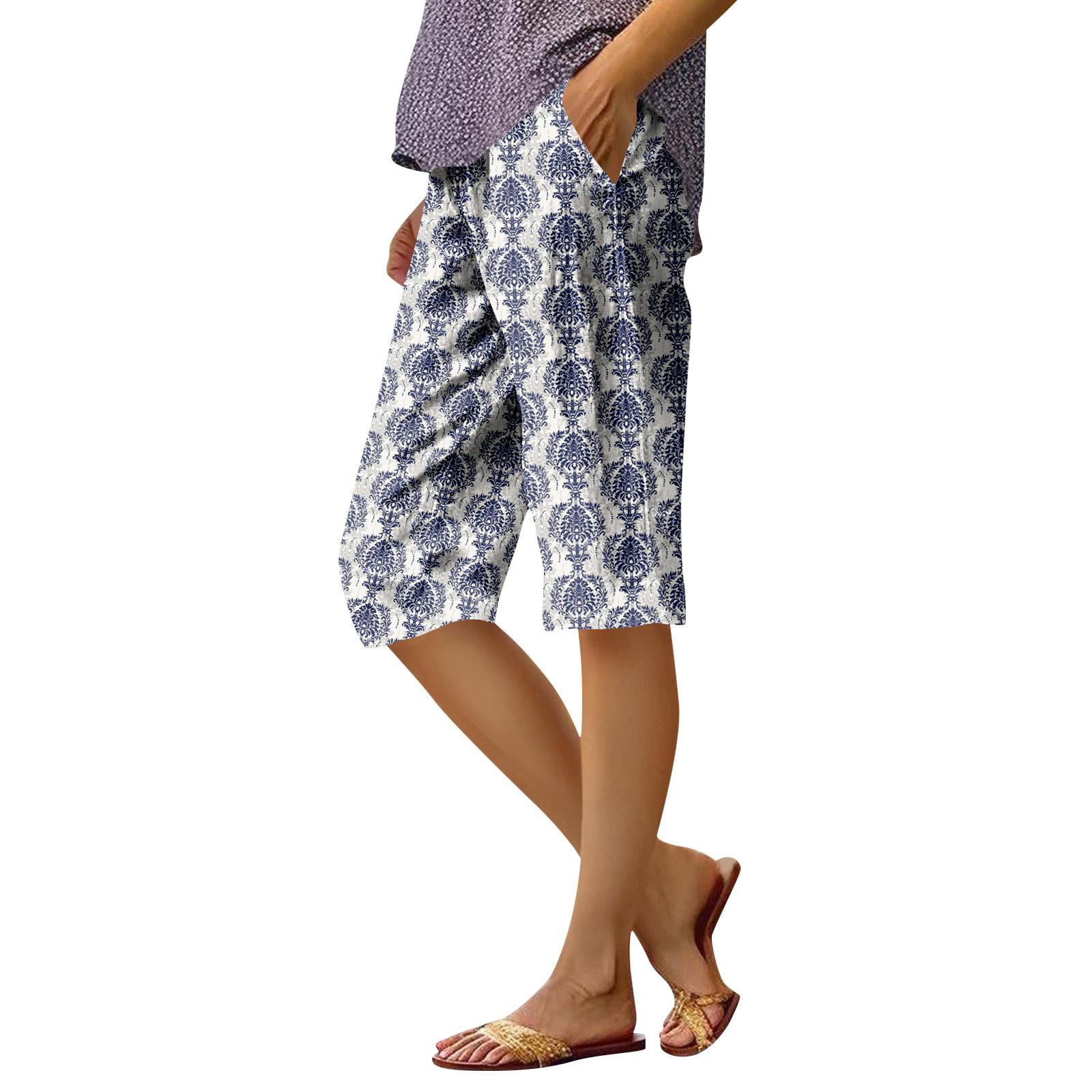 

Женские модные повседневные брюки 5/10 с напечатанным карманом и эластичной талией XXL