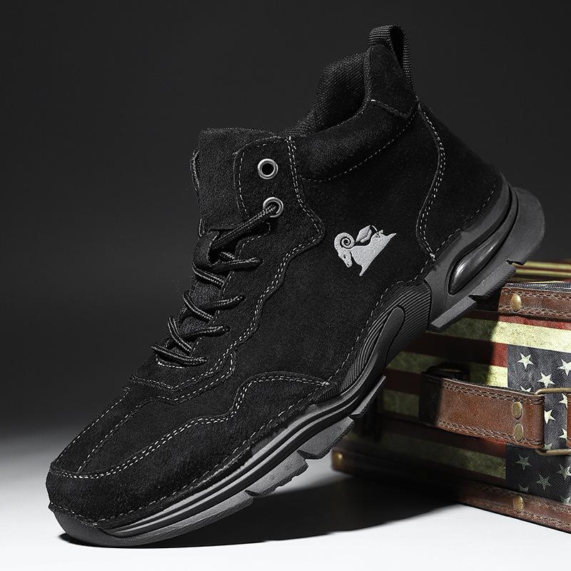 

Новые модные высокие повседневные туфли для отдыха на открытом воздухе, кожаные мужские повседневные спортивные туфли, износостойкие нескользящие кроссовки для бега, мужская обувь больших размеров 46 чёрный