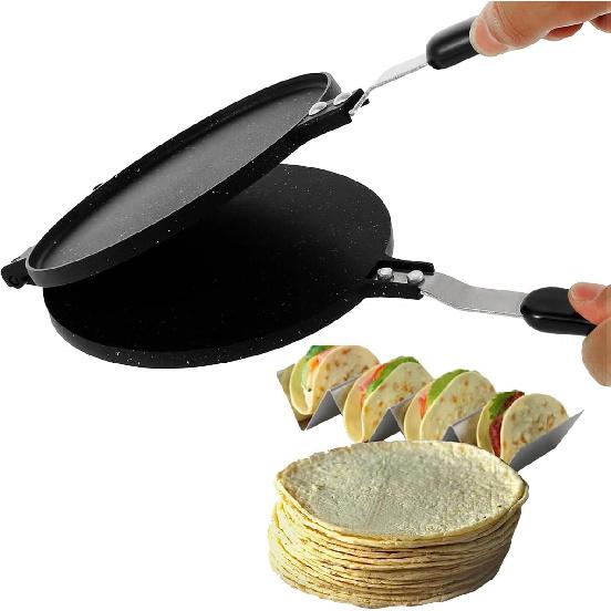 6.6 Inch Tortilla Press Pan Non-Stick Flour Tortilla Press with Bakelite Handle Heavy-Duty Aluminum Tortilla Dough Press Pan Multipurpose Tortilla