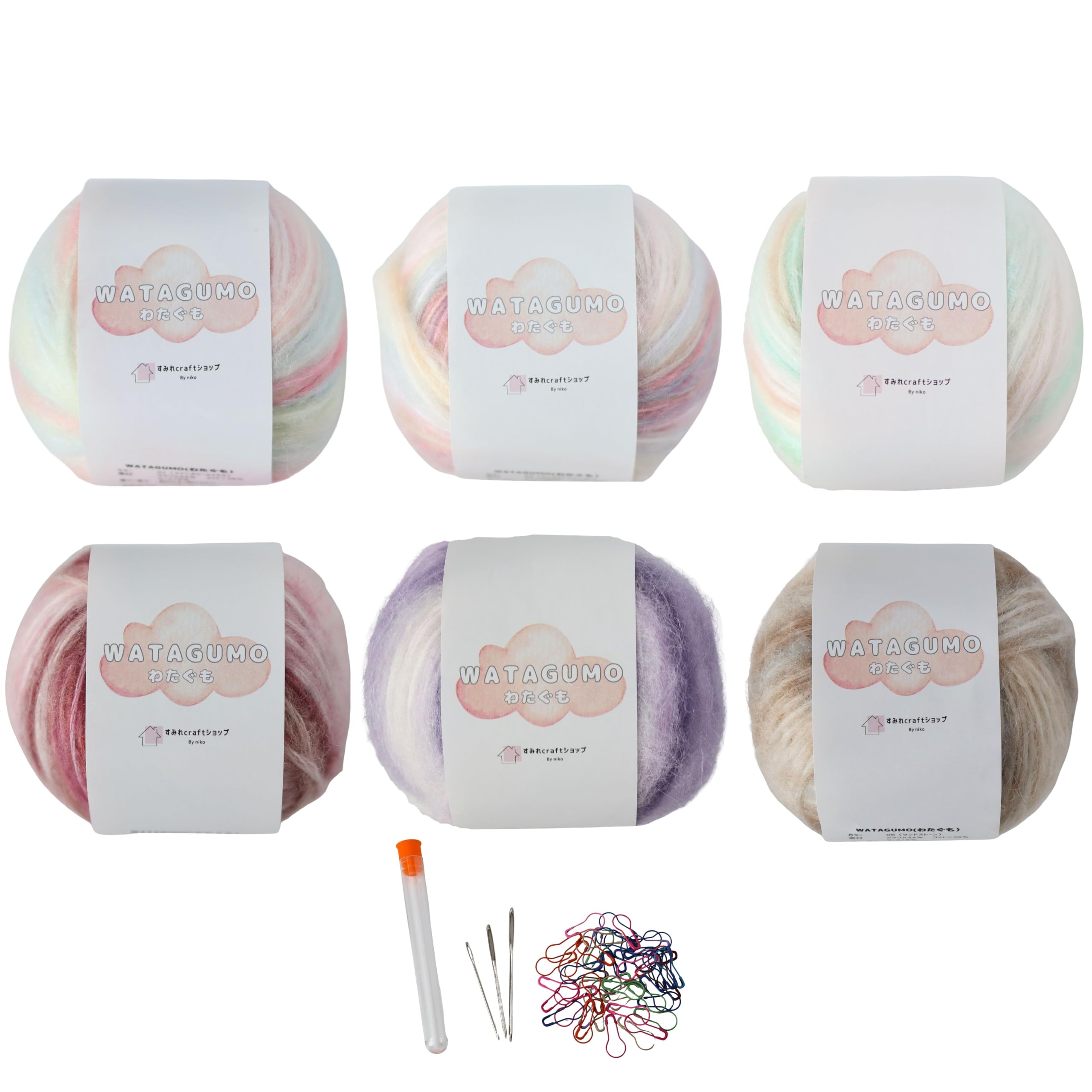 

Sumire Craft Shop Cotton Cloud Acrylic Cotton Wool Blend Set of 6 Knitting Yarn, Approx. 50g, Approx. 155m, Balls, (All Colors)