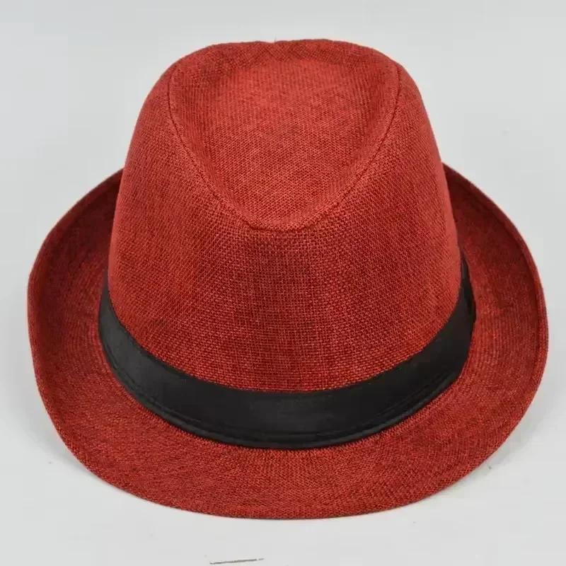 Top Hat Cotton Linen Solid Jazz Hat Men's English Gentleman Hat Versatile Casual Sunshade Handsome Gentleman