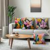 Vibrant Flowers and Cacti Cushions Pillowcase Polyester Cushion Cover Throw Pillow Pillowcover Home Car Sofa Decor