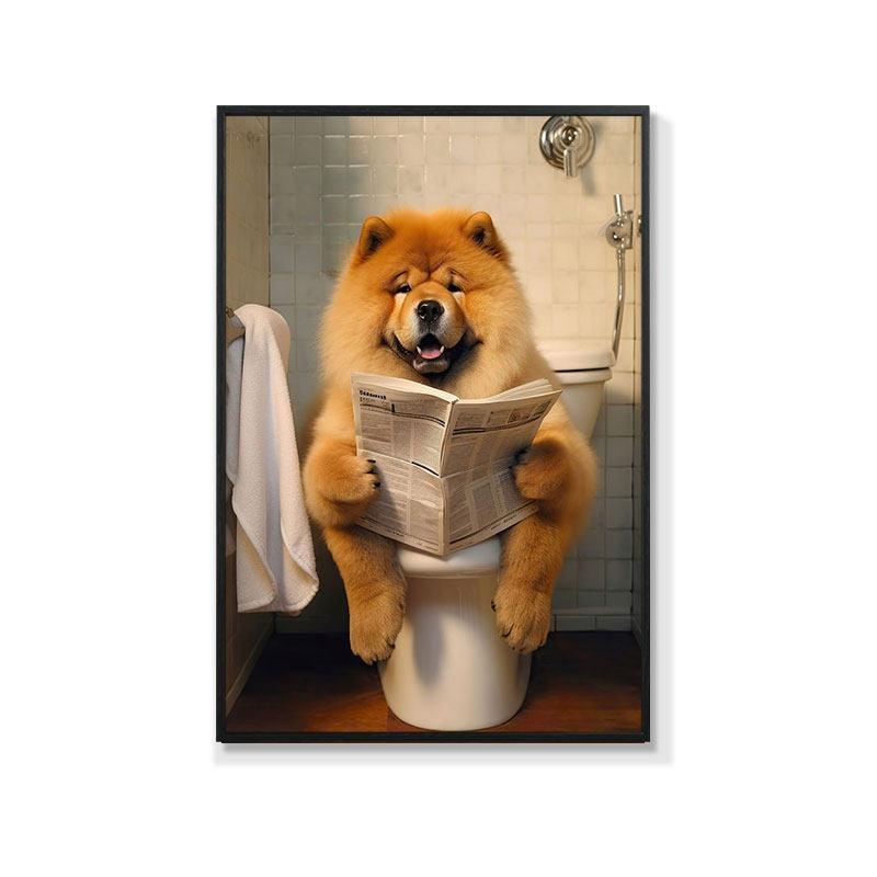 Retro Creative Animal Bathroom Canvas Painting Lion Cat Bar Toilet Bathroom Decoration Painting for Modern Living Room Asian Style Home Decor
