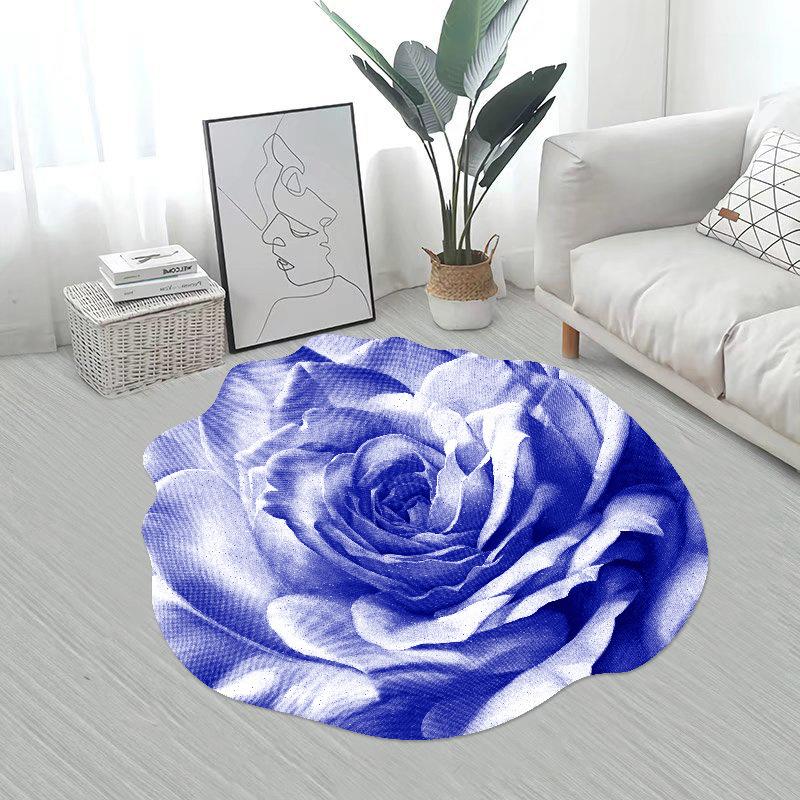 

Нерегулярный ковер Цветок Напольный коврик Дом Гостиная Ковер Спальня Туалетный столик Прикроватные напольные коврики Diameter 60cm