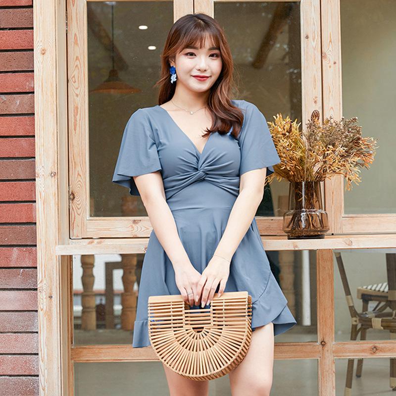 2024 Plus Size Women's One-Piece Skirt Swimsuit - Slimming and Fresh