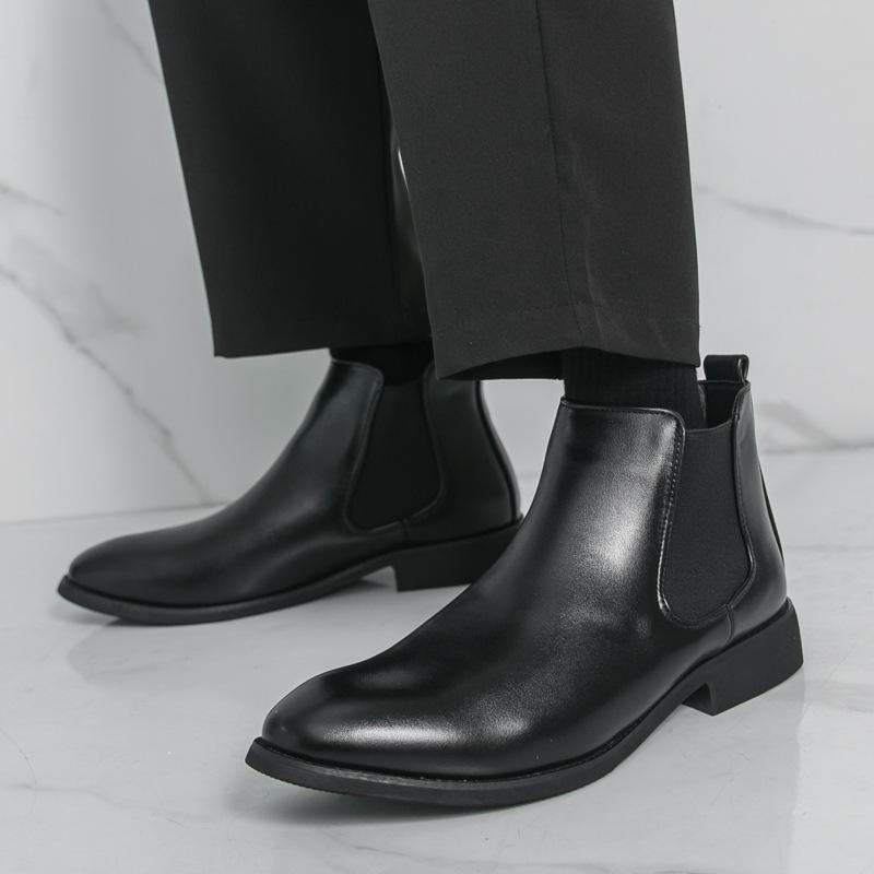 Neue High-Top-Lederschuhe Herren Chelsea Boots Britische Herrenschuhe modische Retro Herren Übergröße Kurzstiefel