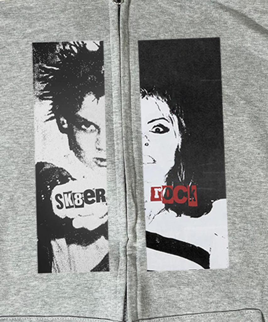 Sk8Er Rock Boy Or Girl Sweat Hood Zip-Up ((Melange Gray))