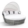 Patio Furniture Sets London Rattan 3Pc Outdoor Day Bed Grey Wicker And Off White Canopy