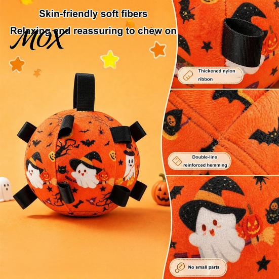 Halloween Themed Puppy Toy Squeaky Dog Chew Ball for Halloween, Bite Resistant Plush Toy, Pet Teething Interactive Small Medium Large Breeds Dogs