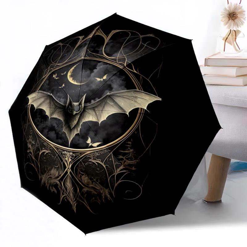 Purple Bat Artwork Automatic Umbrella Compact 8-Rib Design Lightweight All-Season Travel Outdoor Accessory Perfect Gift for Women Men