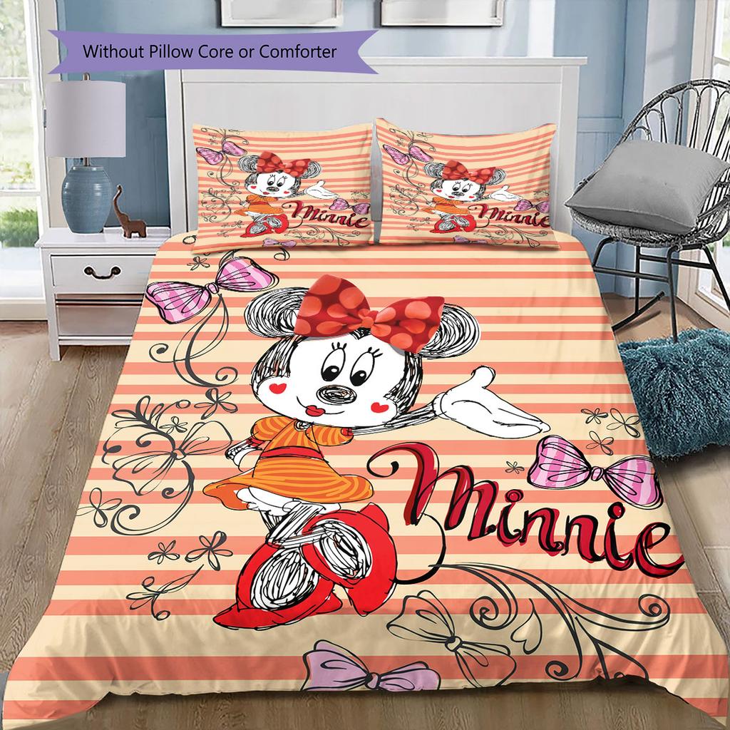 Minnie Mouse Hand-drawn Style Colored Pencil Bedding Set, Warm and Comfortable A Perfect Choice for Decorating A Child's Bedroom
