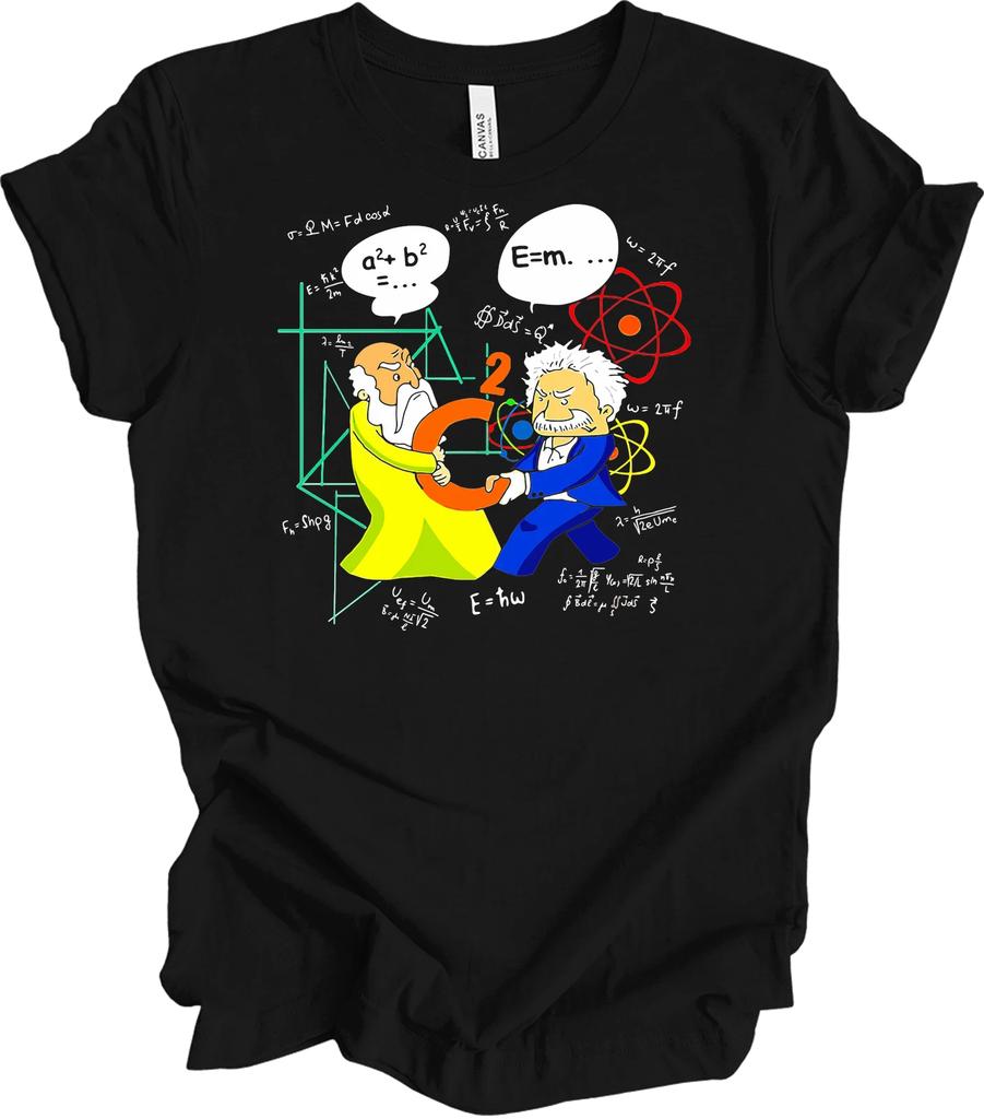 Pythagoras Vs Einstein Funny Science T-Shirt