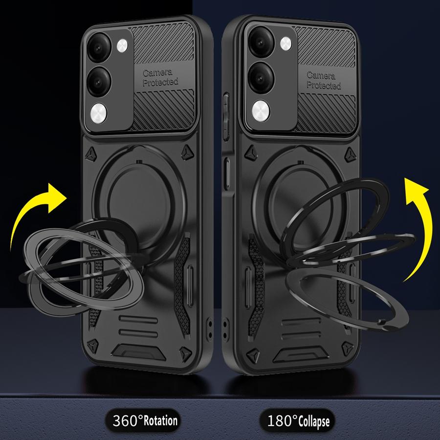 Solid Armor Shockproof Magnetic Case For Vivo Y39 Y29S 5G V50 Lite Y04S Y04 Y29 Car Holder Ring Stent Phone Cover