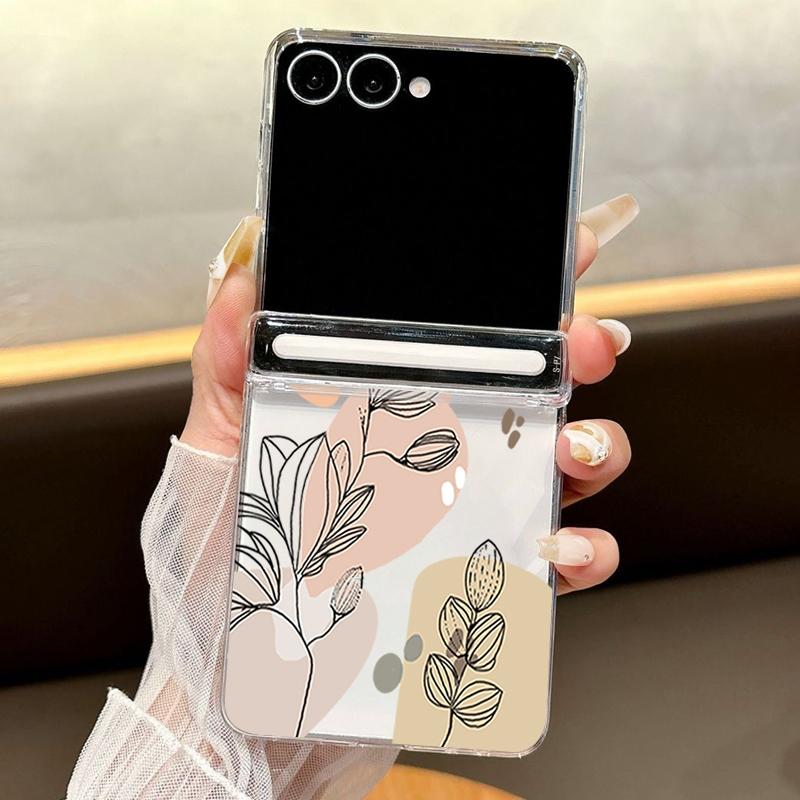 Blumenbedruckte magnetische durchsichtige Handyhülle für Samsung Galaxy Z Flip7 FE Flip6 Flip5 Flip7 6 5 faltbare transparente harte PC-Abdeckung