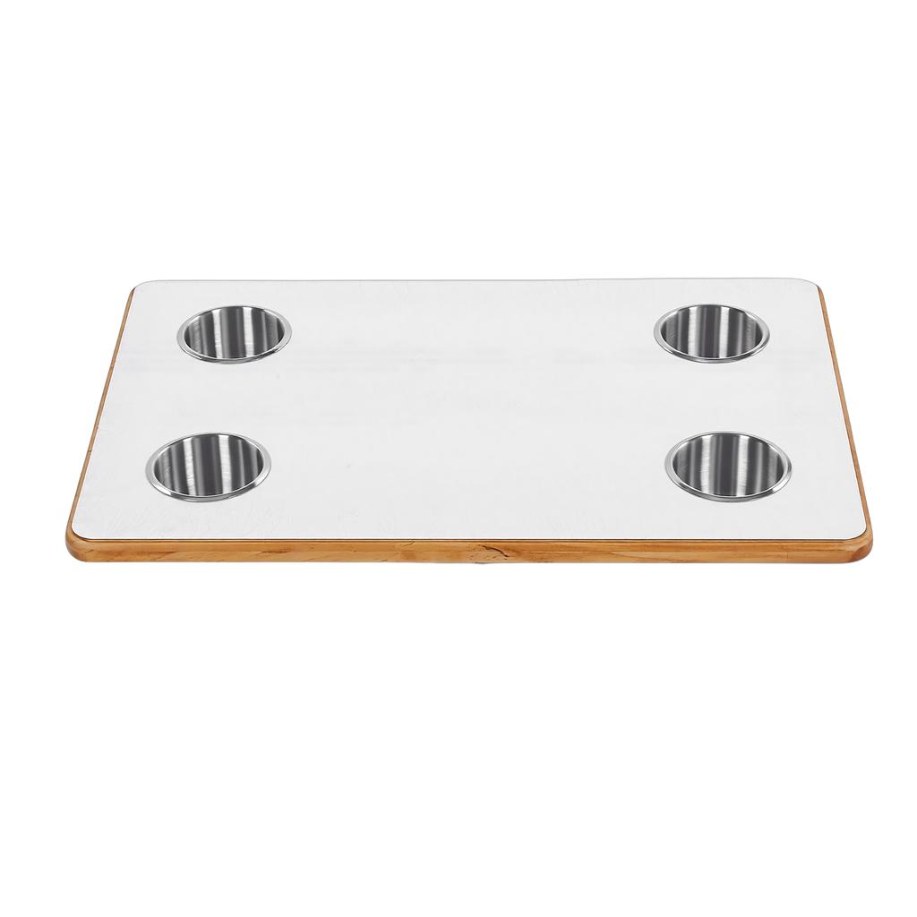 RV Table Top 23.62x15.75in Rectangular Marine Boat Desktop Panel with 4 Cup Holders for Trailer Motorhome Yacht Deck
