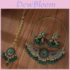 Geometric Bridal Headpiece Set With Metal Earrings And Necklace For Women