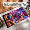 Fire Truck Theme Crystal Velvet Rug Personalized Custom Name Text Soft Floor Mat Home Decor