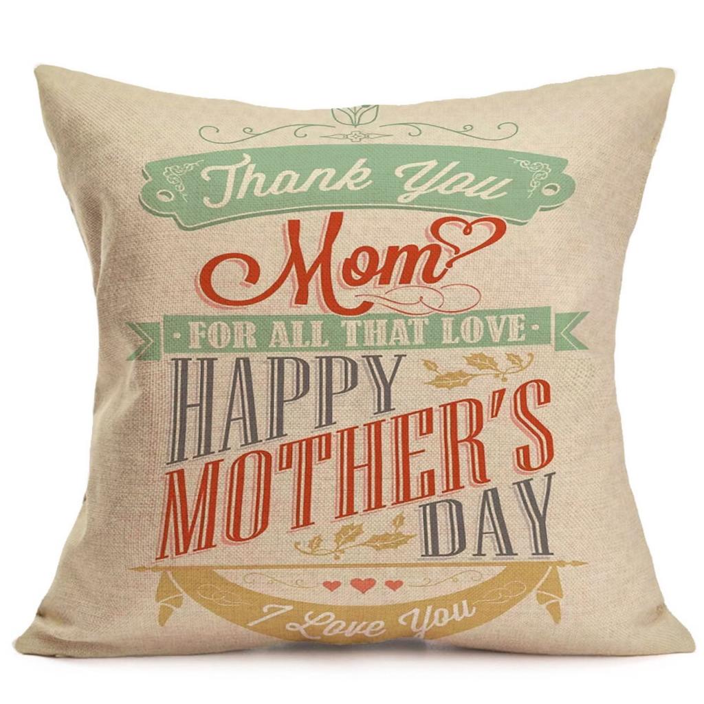 New Mother's Day Gift Text Love Pattern Pillowcase Linen Print Decorative Pillow Cushion Cover