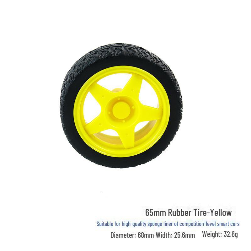 65mm Rubber Tire Smart Car Racing Wheel with TT Motor