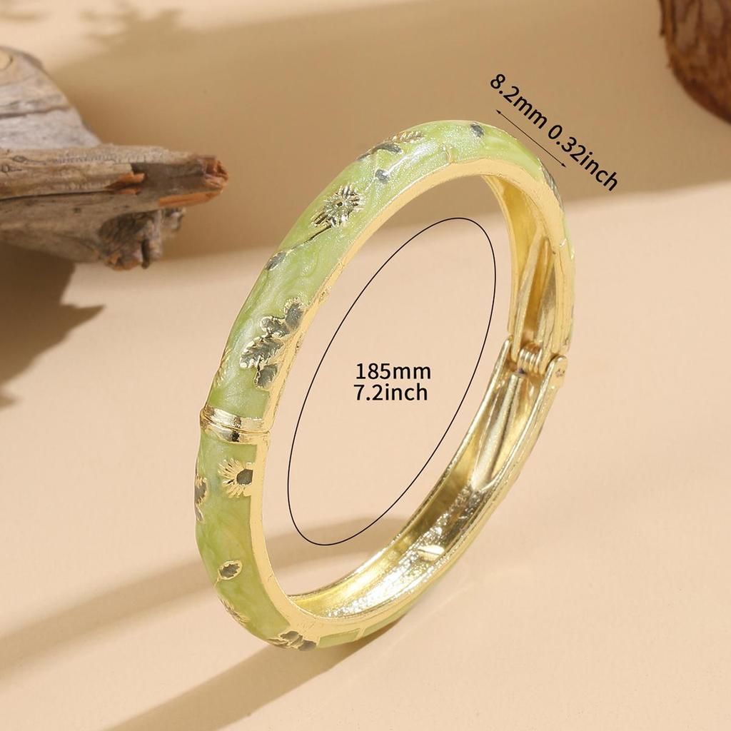 Bracciale Vintage FTCY da Donna Piccolo Fiore Stile Etnico Smalti Cloisonné Braccialetti Gioielli Eleganti da Donna Regali