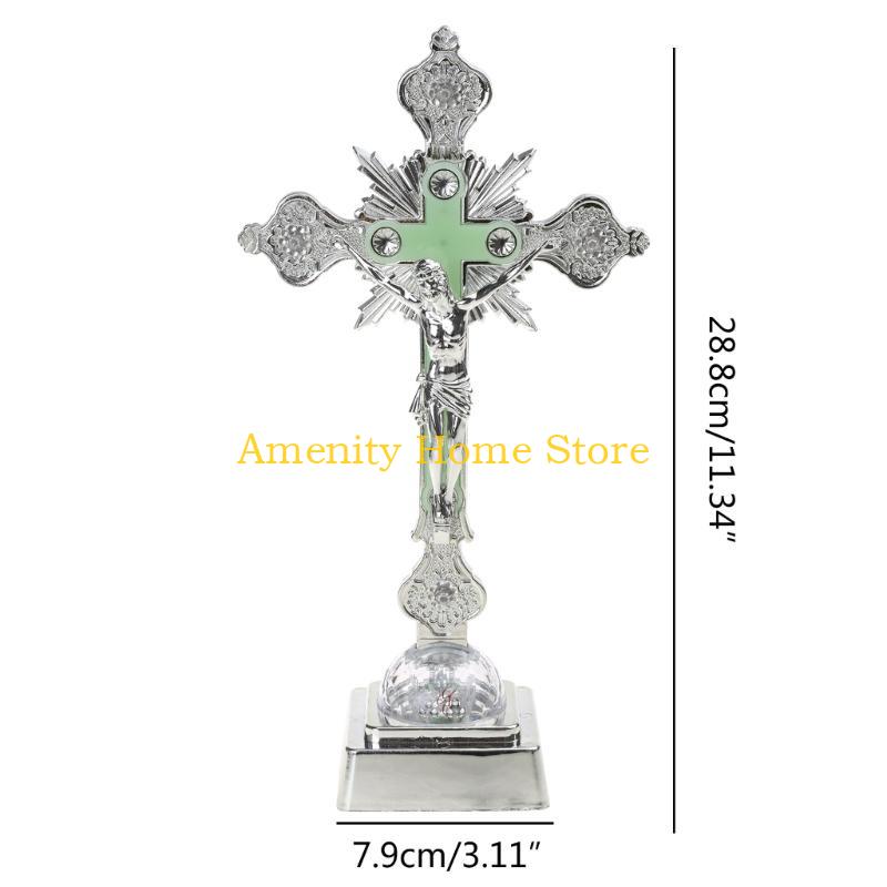 F26C Church Relics Figurines Night Light Crucifix Jesus Christ for Cross Catholic Ant