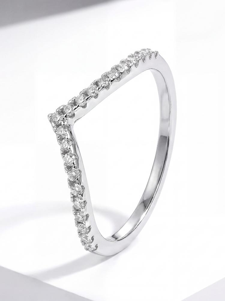 925 Silver Fashion Twisted V Shaped Zircon Ring For Women Engagement Wedding Luxury High Quality Fine Jewelry