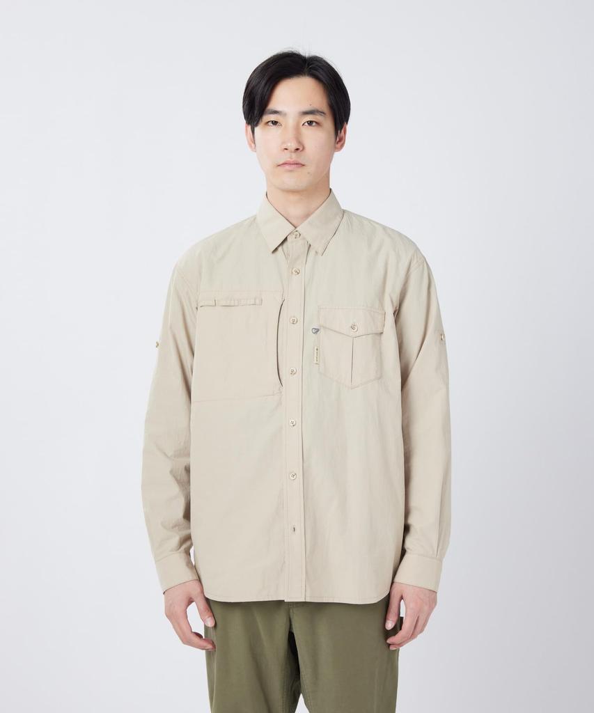 Snow Peak Antique Dyed Fishing Shirt Long Size Light SPTL-SH-26SU901 (Men's/Women's, Sleeve, M, Olive)