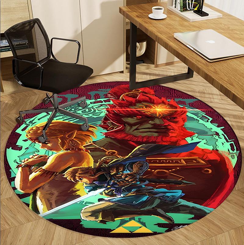 Video Games Pattern Round Rug, Indoor/Outdoor Mat, for Picnic, Gameroom, Bedroom, Office, Living Room, Home Decor Carpet, Birthday Gift