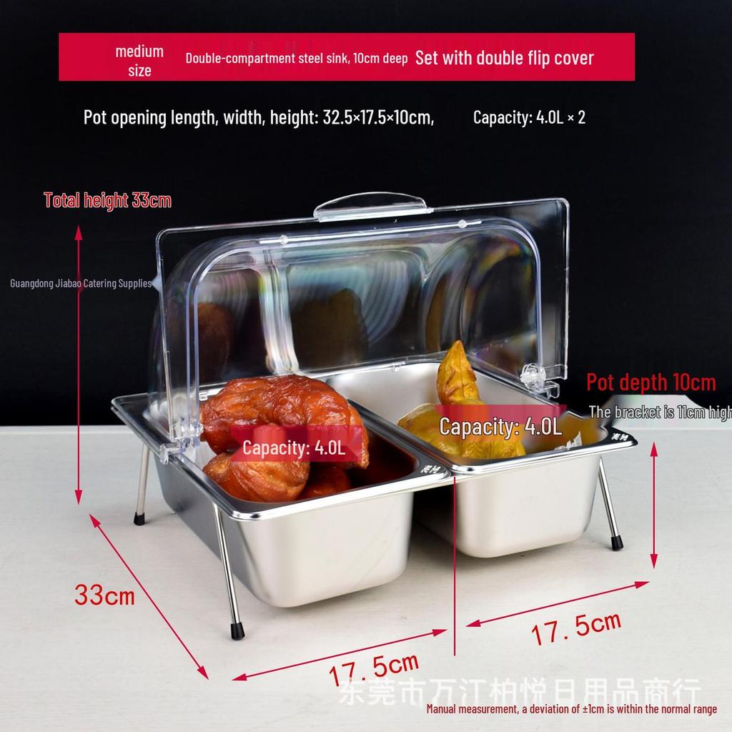 304 Stainless Steel Compartmented Display Rack with Lid for Kindergarten Meals and Cold Dishes