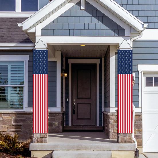 4th of July Patriotic Door Banners Outdoor Patriotic American Flag Hanging Porch