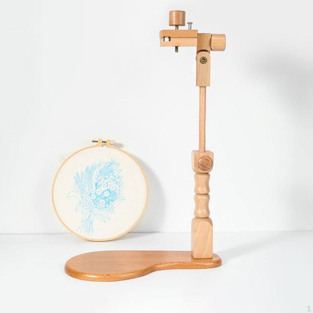 Embroidery Hoop Stand Ornament Easy to Use Accessory Rotated Support Rack Beech Wood Cross for