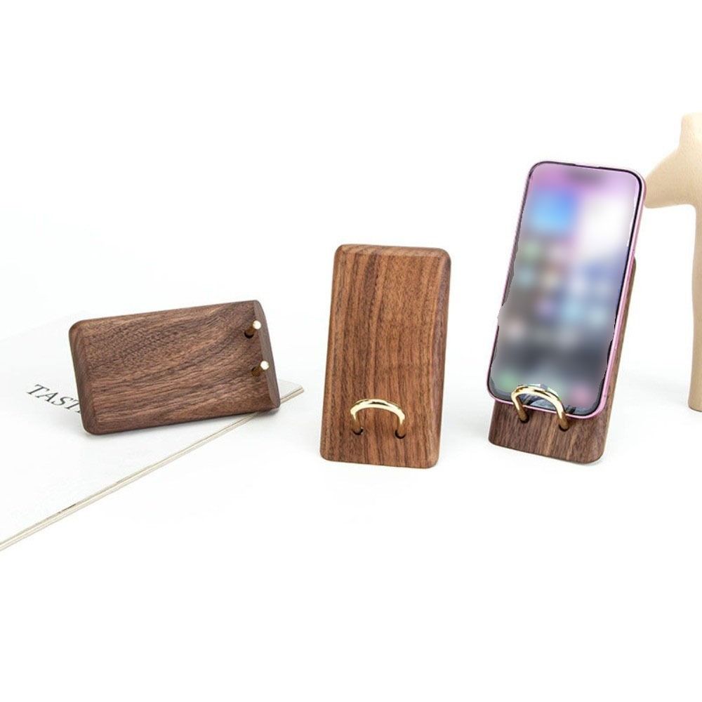 Wooden Desktop Phone Holder Vintage Small Tablet Holder Creative Lazy Phone Stand Office