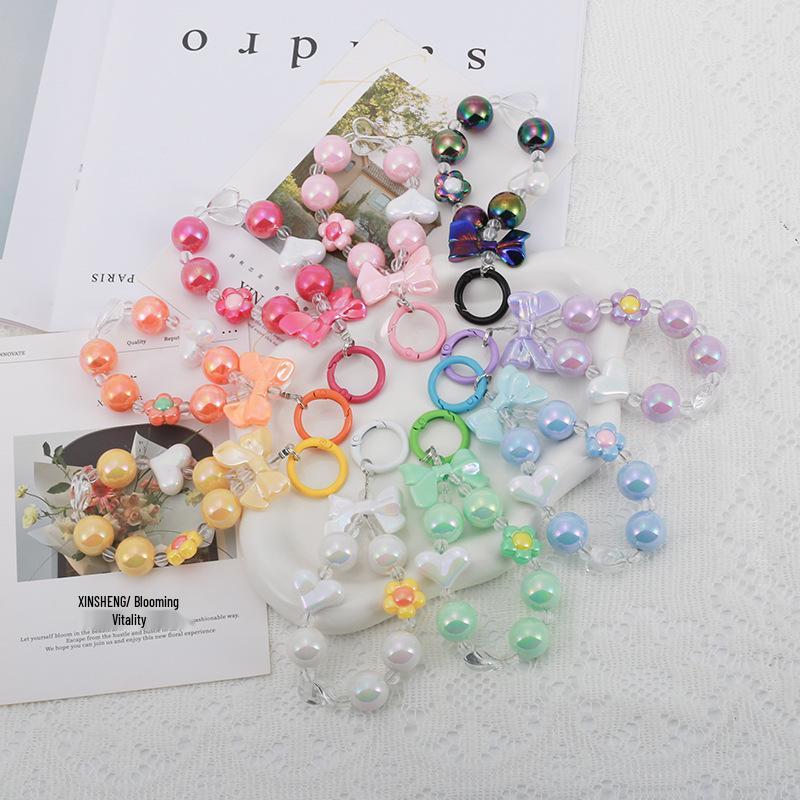 Buntes Blume Perlen Handy und Tasche Schlüsselanhänger Lanyard