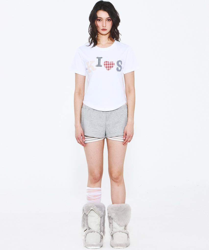 Kimseupeulesikoteunmakes Bumpy Kiss Logo Applique T-Shirt White