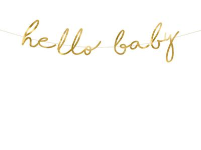 Partydeco Baner Little Star Hello Baby Zloty 18X70Cm