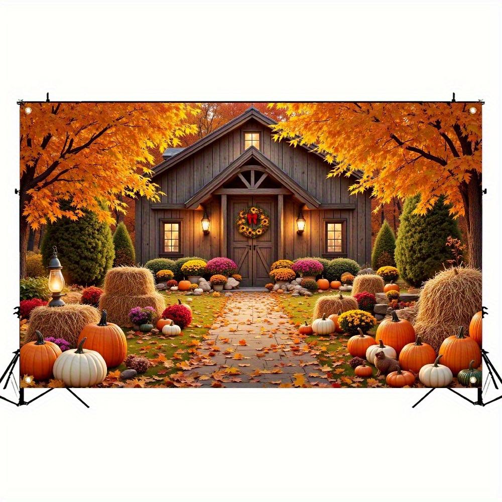 2D-Ebene, 1 Stück Willkommen Herbst-Banner - Warmes Bauernhaus-Design mit Holzakzenten und floralen Verzierungen