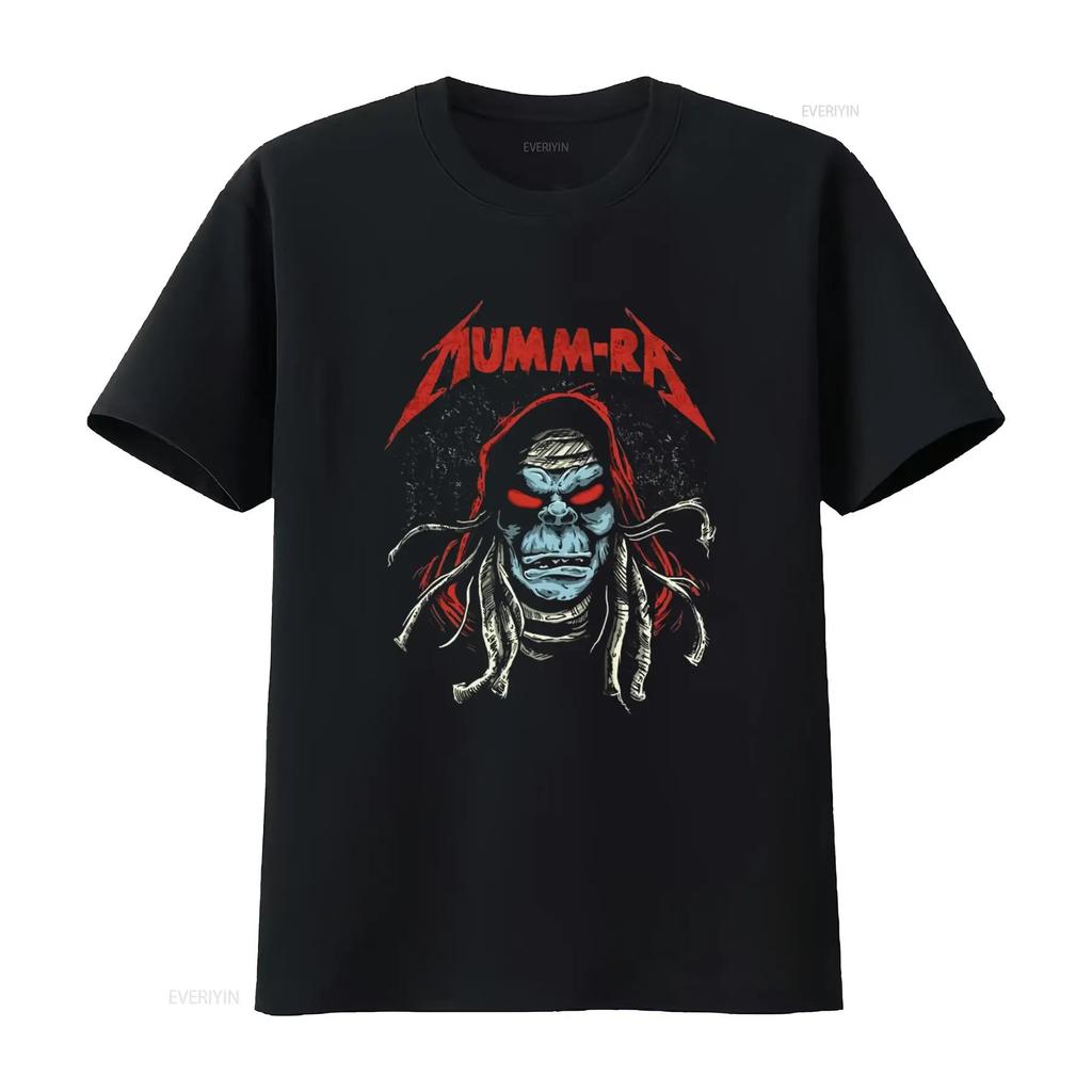 80s Cartoon Mumm Ra Rock Band Cats Parody T Shirt for vintage Washed streetwear homme Versatile Slightly Casual Breathable