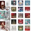 4pcs Shower Christmas Curtain Toilet Cushion Set Cover Mat Pad Rug Xmas Bathroom